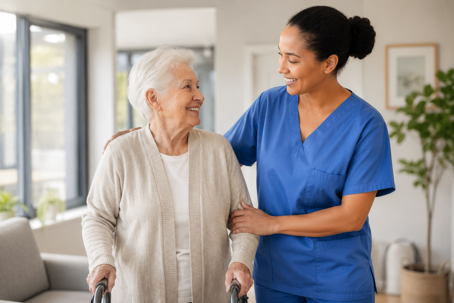 Personal Support Worker assisting a senior in Toronto